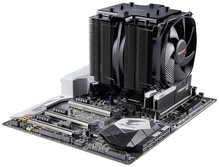 cpu air cooler installed on motherboard
